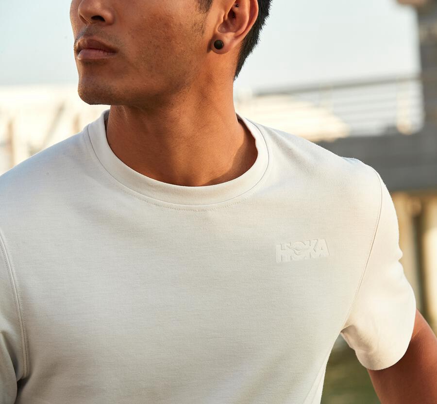 Tee Mens - Hoka One One Lifestyle - White - NIVQYOJ-74